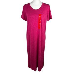New Jessica Simpson Raspberry Pink T-Shirt Dress Medium MIDI Side Slits